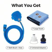 Bộ 2 món vòi sen và khăn tắm silicon màu xanh dương dành cho thú cưng. - Xem 9