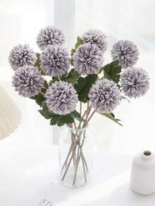 1个仿真菊花球，刺绣菊花球，婚礼装饰，家居花瓶装饰，餐厅客厅卧室花卉装饰，新娘捧花，腕花，胸花材料，生日派对装饰，新年情人节礼物，DIY花环 - 紫色 - 查看 8