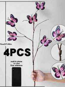 Artificial Flowers 5 Dead Branches Butterfly Home Windows And Garden Wind Showcase Windows And Flowers 3D Simulation Dreamy Butterfly Single Branch - Multicolor - View 11
