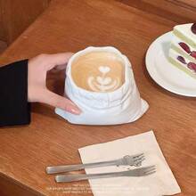 1 pieza Taza de café de cerámica con textura en forma de bolso, diseño creativo de alta gama para el hogar, hermosa taza de agua - Multicolor - Ver 12