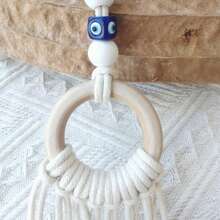 Decorazione appesa a forma di occhio blu intrecciata a mano, ornamento per interni/auto, regalo raffinato - bianco - Visualizzare 5