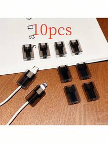 10 piezas de funda protectora negra anti-rotura para cable de datos, cable de datos anti-rotura, utilizado para proteger el cable de datos. - Negro - Ver 6