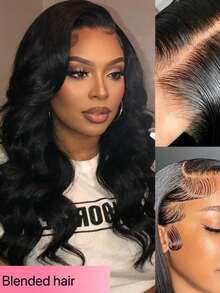 13x4 高清蕾丝前假发，短款波浪发型，预修剪发际线，带婴儿绒毛，无需胶水，自然无痕，180% 密度，10-36 英寸，自然黑 - 自然色&黑色系 - 查看 1