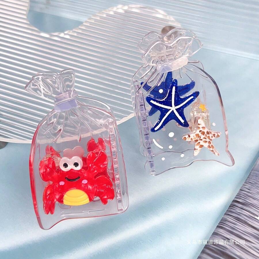 1 chiếc kẹp tóc hoạt hình dễ thương, thanh lịch, chất liệu axit axetic, kẹp tóc mùa hè, họa tiết động vật với cá voi, sao biển và cá, chống trượt, độ bám chắc chắn, món quà sinh nhật hoàn hảo cho phụ nữ. - Nhiều màu - Xem 1