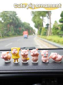 6 món đồ trang trí xe hơi hình chú heo dễ thương, tượng heo cưng đáng yêu dùng để trang trí nội thất xe hơi - Nhiều màu - Xem 5