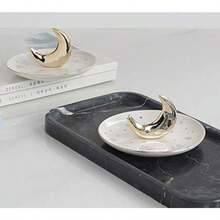 Ceramic Moon Jewelry Tray Rings Dish Necklaces Earrings Holder Display Organizer Bracelets Plate Decoration - B-white Strar Tray With Moon - View 5