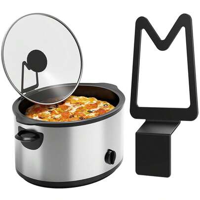 Soporte para tapa de olla de cocción lenta, adecuado para ollas eléctricas, libera las manos, cocina conveniente, se ajusta a múltiples tamaños de tapa, diseño estable antideslizante, evita manchas de agua en el mostrador, fácil de usar, ahorra espacio, fácil de guardar