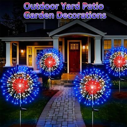 Bộ 1 đèn pháo hoa năng lượng mặt trời, chống nước, dùng ngoài trời, với 420 đèn LED phát tia lửa, thích hợp để trang trí sân hiên, sân sau, sân trong và lối đi.