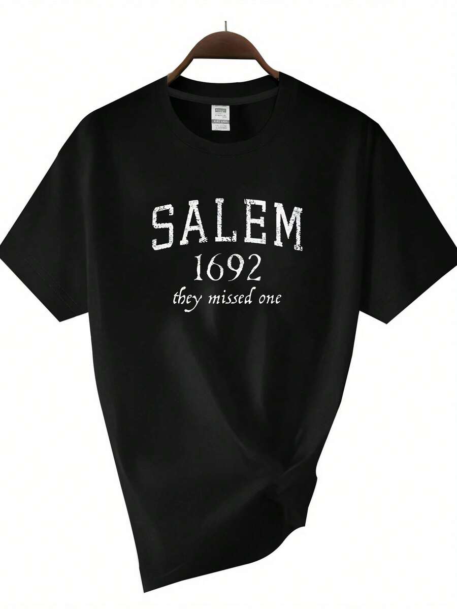 Women's Fashion Print Short Sleeve T-Shirt, Casual Round Neck Graphic Tee, Lightweight Soft Summer Tops, Versatile Streetwear - Black - View 1