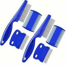 6 Items: Flea And Lice Remover, Double-Sided Round-Tooth Dog And Cat Tear Stain Cleaner, Suitable For Small To Large Breeds, Hair Removal Tools, Professional Stainless Steel Pet Grooming Comb - - Multicolor - View 6