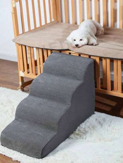 Gray Removable & Washable Pet Stairs, Foam Pet Steps For Cats And Dogs, Bedside Ramp, Suitable For All Seasons