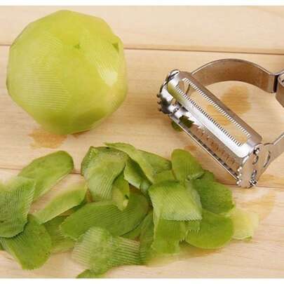 قطعة واحدة مبشرة ومقطعة متعددة الوظائف من الفولاذ المقاوم للصدأ - مقاوم للصدأ، مبشرة/مقطعة للفاكهة/الخضروات متعددة الأغراض، أداة مطبخ أساسية، تقطيع مريح