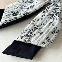 1个精致花卉黑色双层马尾发圈，柔软卷发绳，女士发圈，橡皮筋，发绳，夏季，假日，旅行 - 彩色 - 查看 4