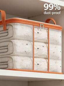 Large Capacity Quilt Bag,Clear Storage Bag With Reinforced Handle For Clothing And Bedding,Space-Saving Quilt Storage Bag With Visible Mesh Window Heavy-Duty Blanket Organizer,Dust-Proof Clothes Storage Bag,Students Stackable Blanket Storage Bag - 彩色 - 查看 9