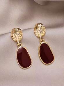 Pendientes de gota de aleación roja de Angola con estilo retro de Hong Kong, pendientes elegantes y de moda para dama, serie de otoño/invierno - Multicolor - Ver 9
