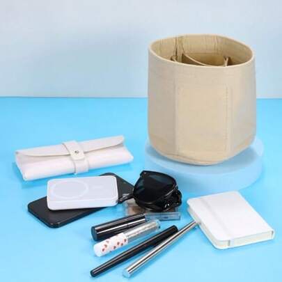 毛毡内衬 - 便携式毛毡收纳袋 - 圆形多隔层手提包整理内衬 - 适用于水桶包、圆顶包和托特包 - 钱包整理袋