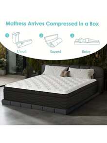 8/12/14 Inch Twin/Full Bed/Queen/King Mattress, Medium Firmness Luxury Spring Mattress - Đen và trắng - Xem 2