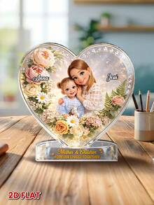 Mother's Day Gift Acrylic Plaque With Floral Design, Customizable With Family Name And "Forever Connected", Personalized Desktop Decor, 2D Flat Home Decoration Sign - As Shown - View 9