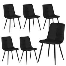 Extendable Dining Table And Chairs Set Of 6, Oval Mable Effect Table With Upholstered Chairs (Black Line, Set Of 6) - White Marble Table + 6 Black Linen Chairs - View 8