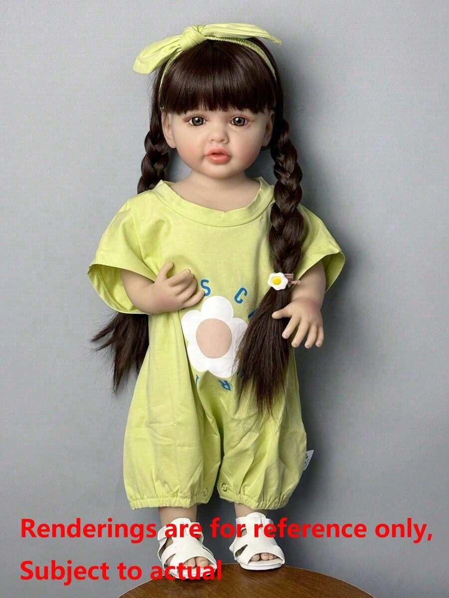 55cm/22in Soft Silicone Full Body Realistic Doll, Lifelike Newborn Princess Baby Doll Doll, Birthday Gift For Girls (Partially Random) - Green - View 1