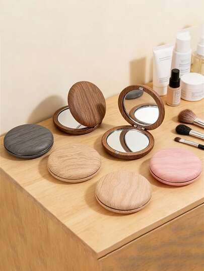 1 pièce Miroir compact portable à double face, pratique pour les retouches de maquillage à tout moment, petit cadeau réfléchi