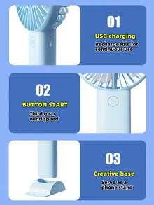 AIRPROSSING Ventilador de mano mini recargable por USB, ventilador eléctrico pequeño y portátil para escritorio, 3 ajustes de velocidad, alimentado por batería, adecuado para actividades al aire libre, viajes, trabajo y talla grande - Soporte de Mano - Ver 10