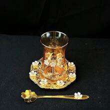 1 Set Gold-Tone Turkish Style Round Plates, Dessert Plates, Snack Plates, Storage Dishes, Coffee/Tea Cups - Gold - View 9