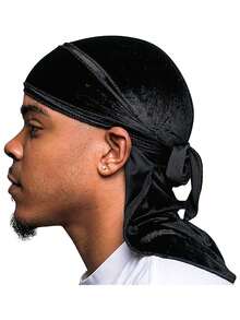 新款热销丝滑缎面杜拉格头巾，弹性头巾，仿丝绸长尾海盗帽，男女通用发饰 - A - 查看 3