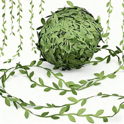 1 Cuộn ruy băng trang trí lá xanh 10M/5M, ruy băng dây leo lá xanh mô phỏng cây xanh, thích hợp cho các bữa tiệc thủ công DIY, gói quà, trang trí nhà cửa, sinh nhật, đám cưới, trang trí sân vườn, trang trí phông nền lễ tốt nghiệp, trang trí hành lang, cầu thang.