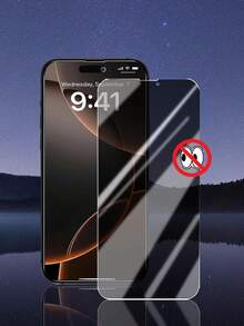 3pcs 9H Hardness Full Coverage Anti-Spy Screen Protector Glass, Clear Glossy Display, High Hardness Structure Resists Accidental Damage, Self-Adhesive Bubble-Free Application, Rounded Edge Anti-Dust Design, Waterproof Shockproof Scratch-Resistant All-Round Screen Protection, Compatible With IPhone 17e/17 Pro Max/17 Pro/17 Air/17/16 Pro Max/16 Pro/16 Plus/16/15 Pro Max/15/14/13/12 And Other Models. - Black - View 2