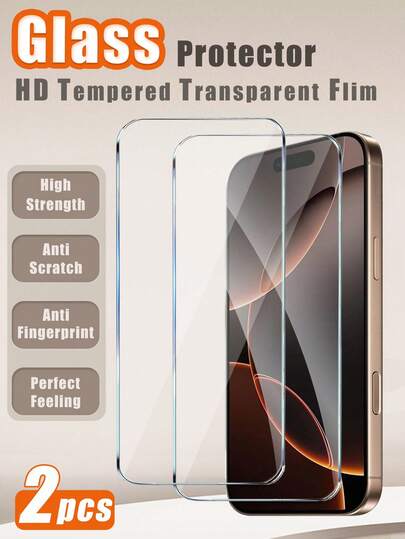 2pcs - 16 Pro Max Tempered Glass Screen Protector, Ultra-Clear 9H Hardness, Compatible With Phone Cases, Anti-Scratch, Bubble-Free, Anti-Oil, Anti-Shatter, Suitable For 17Pro Max/17Pro/17Air/16Pro/16 Plus/16/15Pro Max/15Pro/15 Plus/15/14Pro Max/14Pro/14 Plus/14/13/12/11. An Excellent Gift For Family And Friends, And An Essential Item For Daily Life And Office Work.