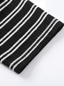 男士奢华复古条纹短袖Polo衫 - 黑色 - 查看 4