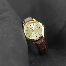 Đồng hồ Casio nam cao cấp mặt vàng, vỏ vàng, dây da, chống nước, máy quartz, model MMTP-V004GL-9A - Một cỡ - Xem 7