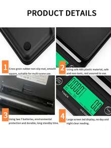 1台专业单位切换厨房秤，3公斤高清屏幕烘焙秤，多种单位切换（克/公斤/盎司等），茶叶称重，食品称重，厨房工具（不含电池）[新年] - 廚房秤 - 查看 4