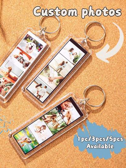 Bộ 1/3/5 móc khóa ảnh tùy chỉnh, móc khóa acrylic cá nhân hóa với ảnh của bạn, thích hợp làm quà cưới/Giáng sinh/Lễ Tạ ơn, quà lưu niệm cho mọi lứa tuổi, quà Giáng sinh, đồ trang trí Giáng sinh, quà Lễ Tạ ơn, quà năm mới.