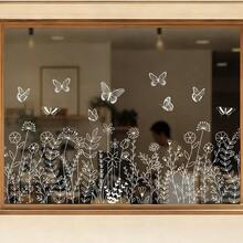 1pc White Floral & Butterfly Window Sticker, Double-Sided Transparent Static Cling Glass Decal, Suitable For Bedroom, Living Room And Corridor Display - Flowers - View 5