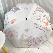 1pc Fully Automatic Folding Umbrella, Cute Cartoon Pattern, Rain & Sun Protection, Dual-Use, Portable Travel Umbrella - Multicolor - View 10