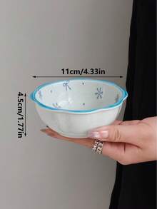 Bộ 1/2/4/6 đĩa sứ cao cấp kiểu Ins, thiết kế độc đáo hình bông tuyết và nơ màu xanh dương, thích hợp cho các món tráng miệng/ăn nhẹ/ăn sáng/trà chiều/bít tết/mì Ý dành cho nữ. - Nhiều màu - Xem 2