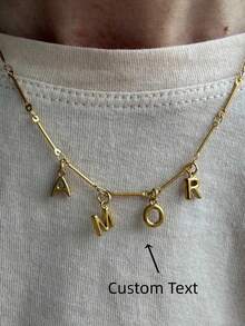 1 pièce Collier prénom bulle 3D, pendentif initiale bulle en acier inoxydable, bijou personnalisé, collier plaque prénom personnalisé, collier bulle ronde initiale, cadeau personnalisé pour amis, couples et famille, collier prénom personnalisé spécialement conçu, convient pour mariage, Saint-Valentin, Fête des Mères, mode, vintage, minimaliste, décontracté, mignon, personnalisé, unique, cadeau idéal, convient pour petite amie, maman, famille - Chaîne articulée en or - Voir 8