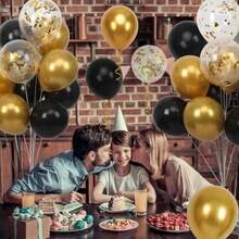 60Pcs Black And Metallic Gold Balloons Set With Gold Confetti Latex Balloons For Birthday, Graduation, New Years, Wedding, Engagement,Anniversary,Mother's Day Party Decorations. - Multicolor - View 6
