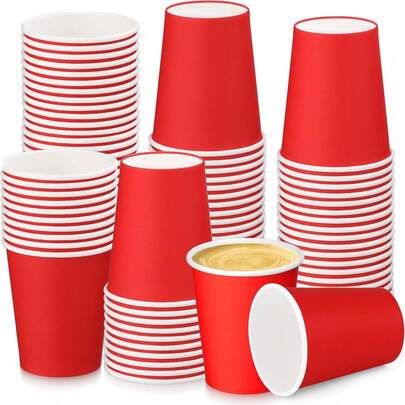 100个装纸杯，适用于晚餐和甜点，一次性纸杯，情人节派对用品，婚礼生日派对，婴儿派对装饰，红色