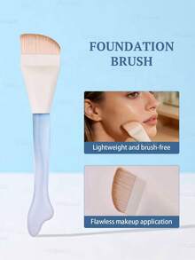 1支粉底刷，适用于涂抹粉底和遮瑕膏，打造无瑕妆容，采用纯素刷毛制成，未经动物测试 - 薄荷藍 - 查看 3