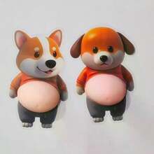 Lindo adhesivo decorativo en forma de Shiba Inu 3D color naranja - Adhesivo de silicona a prueba de golpes y autoadhesivo, decoración de hogar de moda - Multicolor - Ver 4
