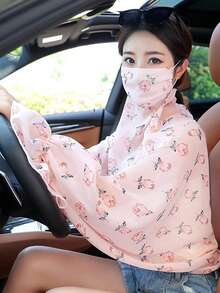 2件套夏季防晒装备 - 遮阳帽 - 防晒雪纺面纱，防紫外线，适用于驾驶、骑行、农耕等活动 - 防曬套組 - 查看 5