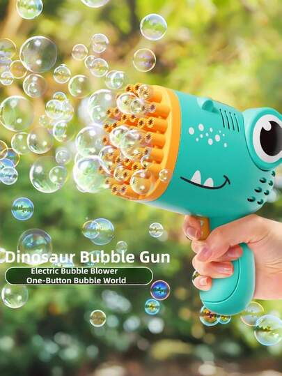 3+ Years Old Kids Bubble Machine Toy, Outdoor Bubble Blower Toy, Birthday Gift For 3 Year Old Boys & Girls, Dinosaur Bubble Gun With Bubble Solution, Bubble Maker For Valentine's Day, Easter