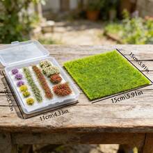 Miniature Static Grass Tufts & Flower Clumps Set For Model Train Diorama, 15x15cm (5.91x5.91in) Artificial Lawn + 1 Box Assorted Color Flower Bushes Kit For Wargaming Terrain, Micro Landscape, Dollhouse Garden, DIY Craft Scenery Building Supplies - Multicolor - View 4