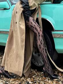 1 Pair Leopard Print Fishnet Tights, Skinny Pantyhose, Understated Luxury Niche Design - Multicolor - View 1