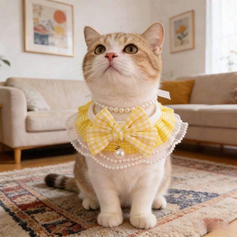Cute Cat Bow Detachable Floral Aesthetic Cat Bow Collar Bell Suitable For Indoor Cats, Kittens And Small Dogs, Pet Supplies - Multicolor - View 1