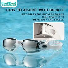 Professional Racing Low Resistance Streamlined Swimming Goggles, Comfortable Non-Irritating Eyes, High Definition Anti-Fog Waterproof Adult Training Swim Goggles - White Frame With Silver Plating [Anti-fog Swimming Goggles] - View 7