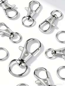 100pcs Rotating Spring Clasp High Quality Metal Lobster Claw Hooks, Suitable For Lanyards, Keychains, Bags, Wallets, Tags, Jewelry Making DIY - Keychain - View 2